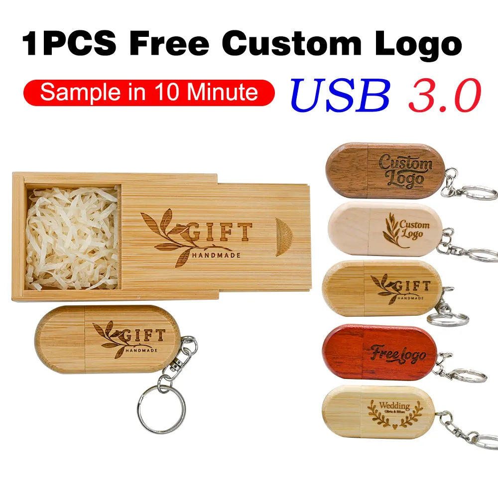 64GB Wooden Bamboo USB 3.0 Flash Drive – Free Custom Logo USB Flash Drive PRIMED