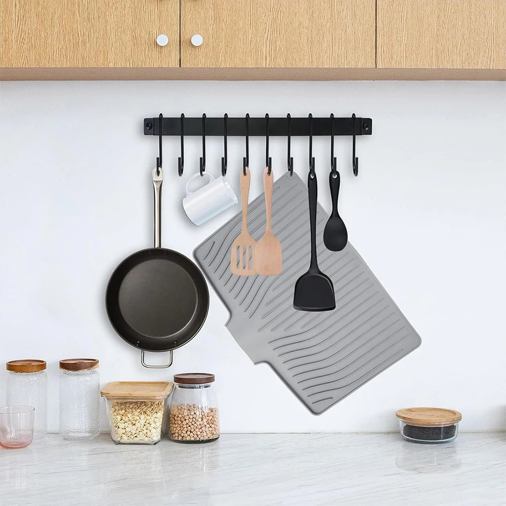 LMETJMA Silicone Dish Drying Mat – Non-Slip Kitchen Drainer Dish Drying Mat PRIMED