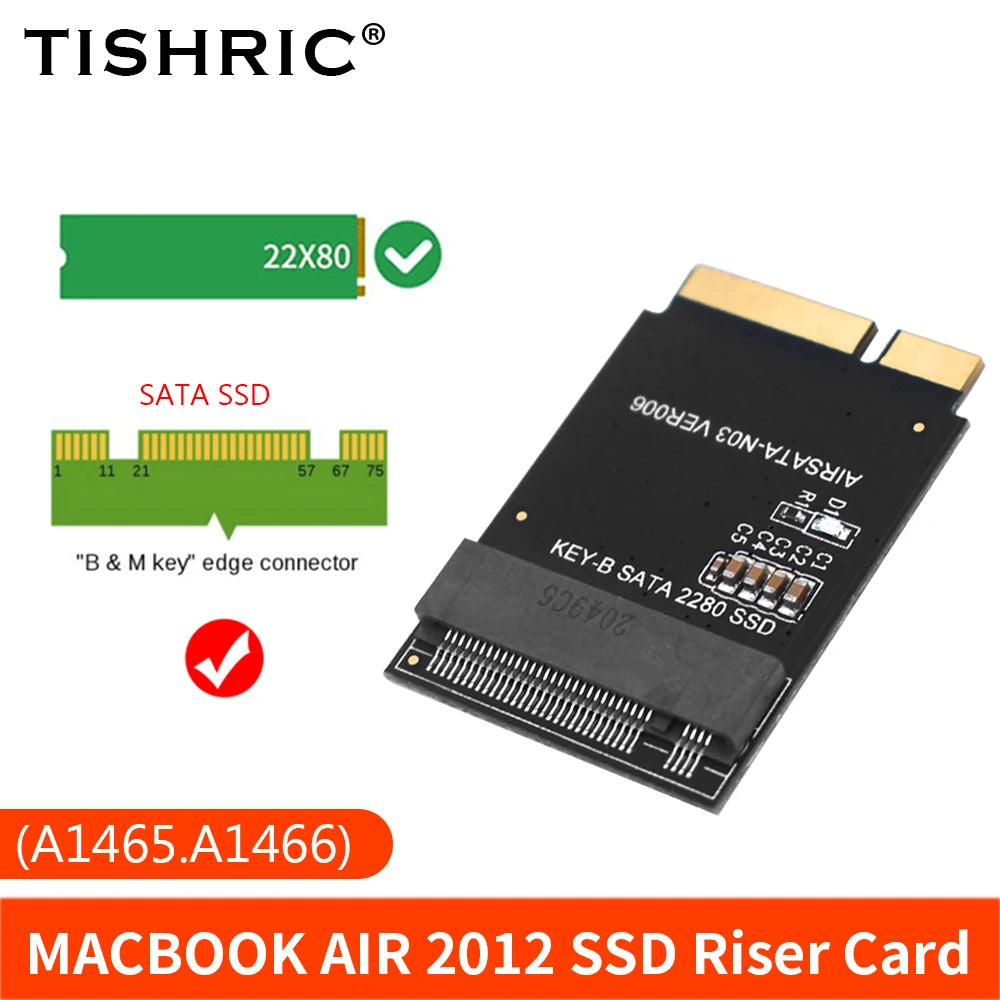 TISHRIC M.2 NGFF SSD Adapter for MacBook Air 2012 A1465 A1466 SSD Adapter Card PRIMED M.2 Key-M China Mainland