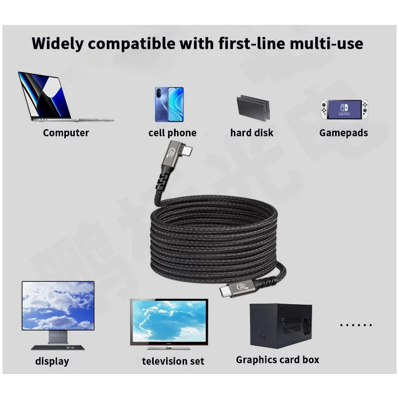 Thunderbolt 4 90° USB-C Cable 40Gbps 8K 240W PD | Hannord Thunderbolt USB-C Cable PRIMED