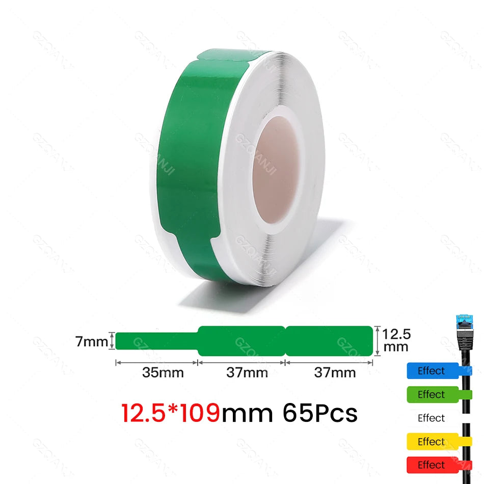 NIIMBOT Thermal Label Rolls – Waterproof D11 D110 D101 Stickers Thermal Label Rolls PRIMED 1Roll Green Cable