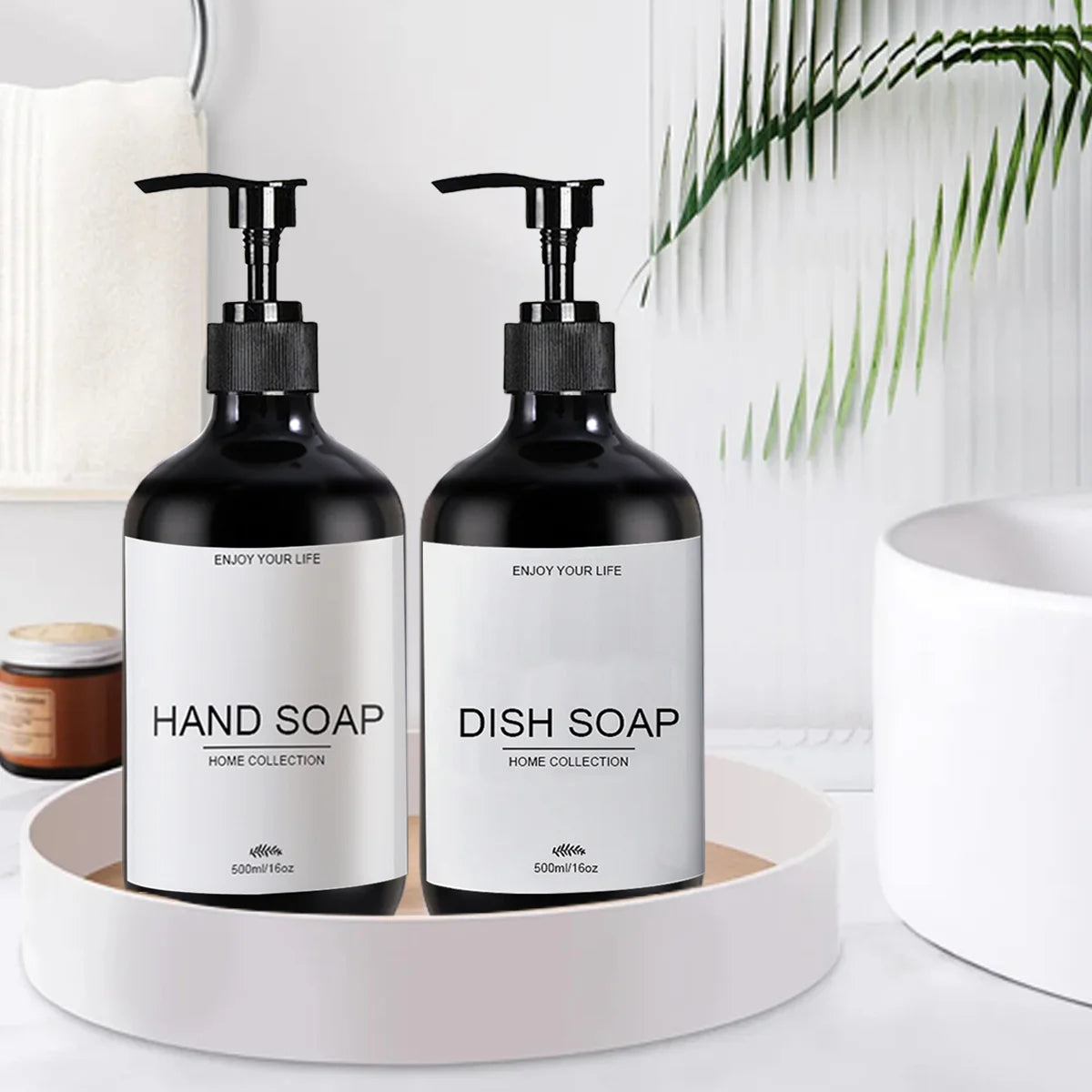 Refillable Pump Soap Dispenser – Plastic & Bamboo Kitchen Bottle Soap Dispenser PRIMED
