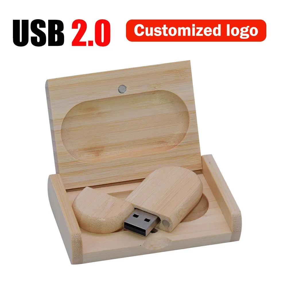 Wooden USB Flash Drive Custom Logo | 4GB–128GB Bamboo Maple Custom USB Flash Drive PRIMED 8 GB Bamboo with box