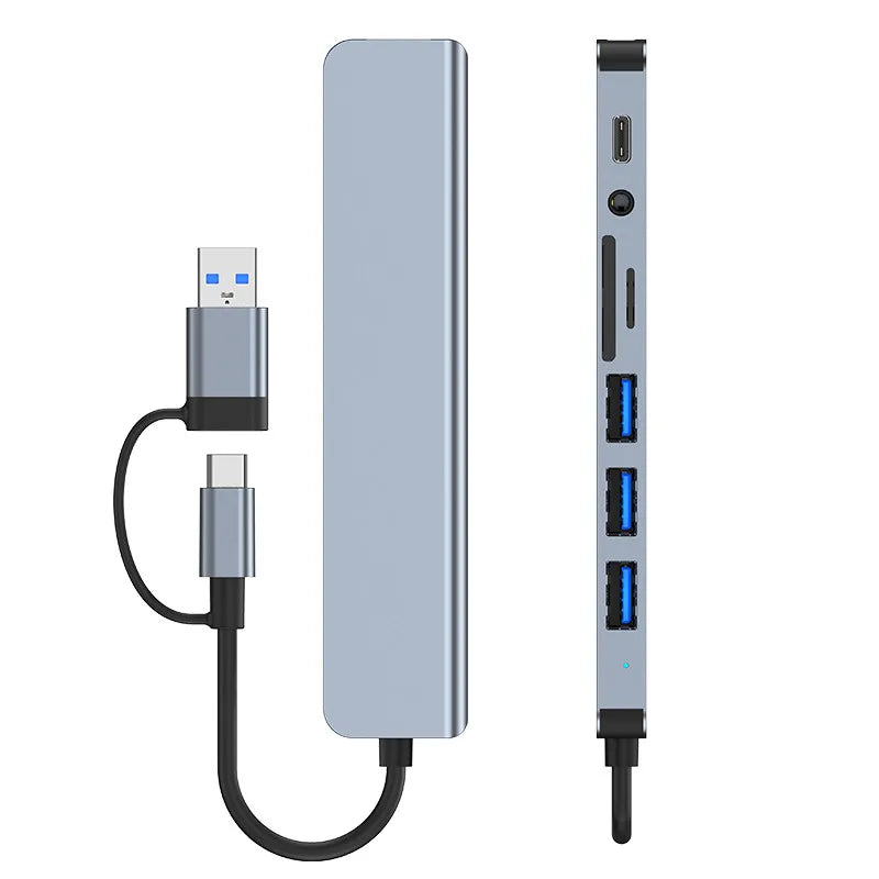 8-in-2 USB-C Hub Dock – USB 3.0, Audio & SD Card Reader USB-C Dock Hub PRIMED