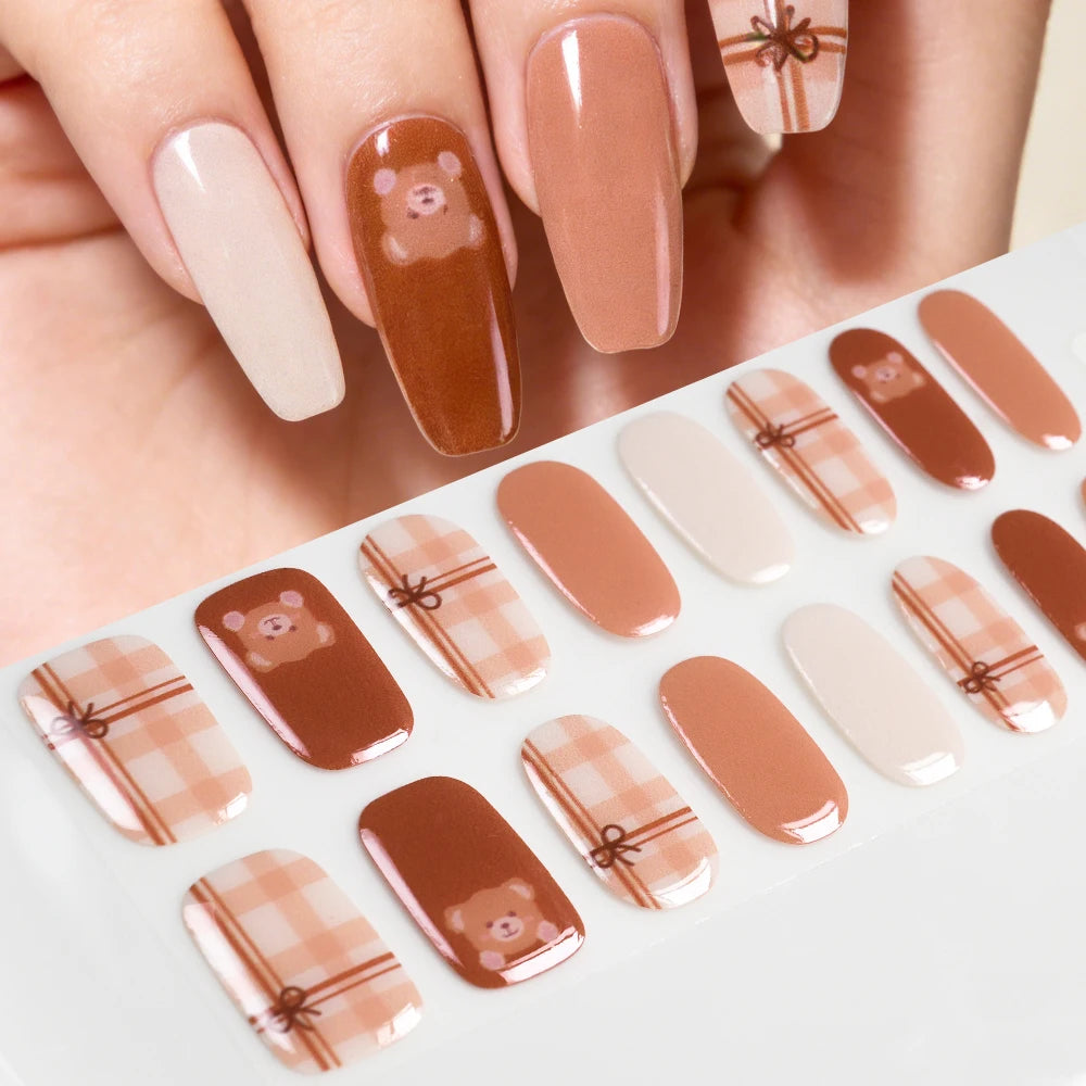 Semi Cured UV Gel Nail Stickers – Brown Leopard Print