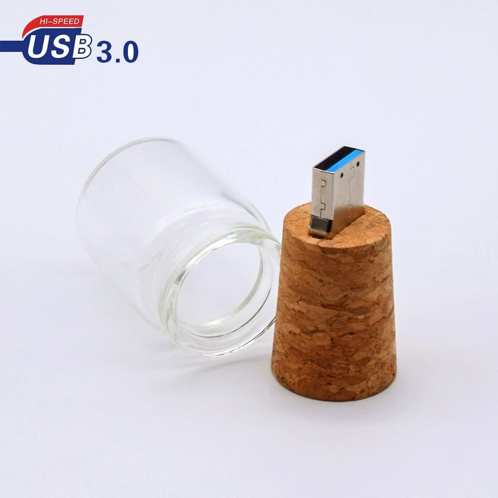 Custom Glass Drift Bottle USB 3.0 Flash Drive 8GB–64GB Gift Custom USB Flash Drive PRIMED