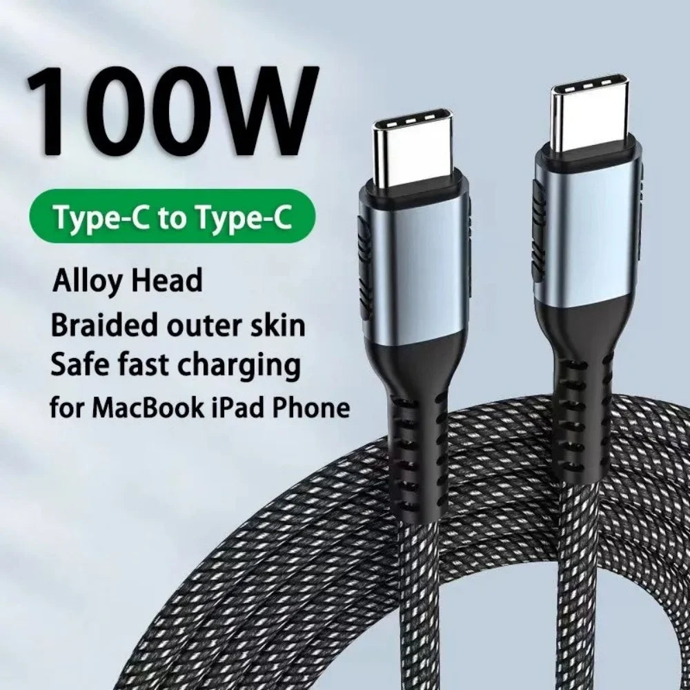 USB-C to USB-C Cable PD 100W 5A Fast Charging 1M/2M USB-C Charging Cable PRIMED