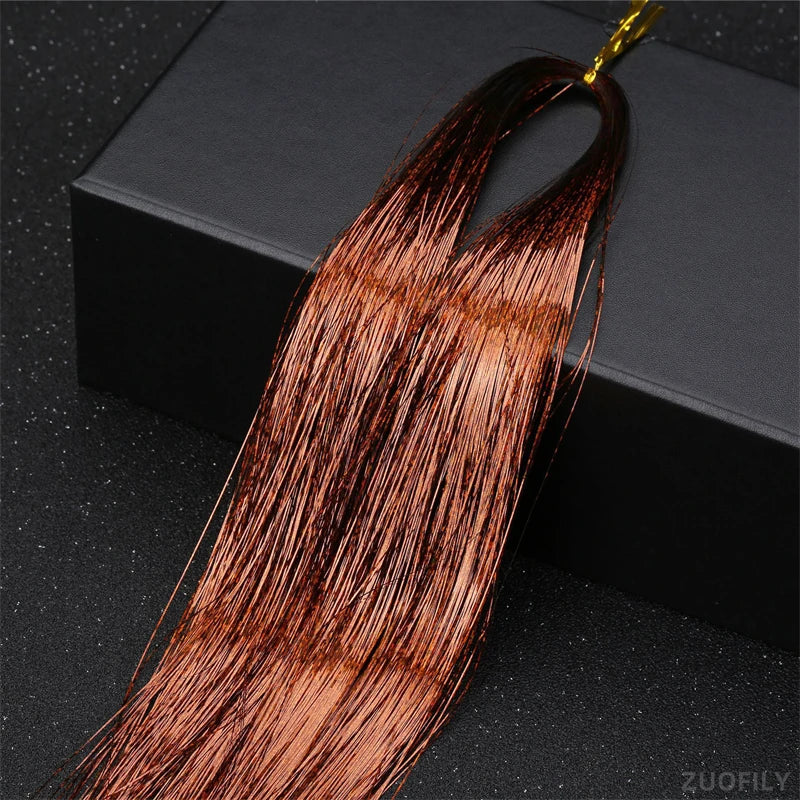 Holographic Hair Tinsel Extensions – Rainbow Glitter Strands Hair Tinsel Extensions PRIMED Coffee