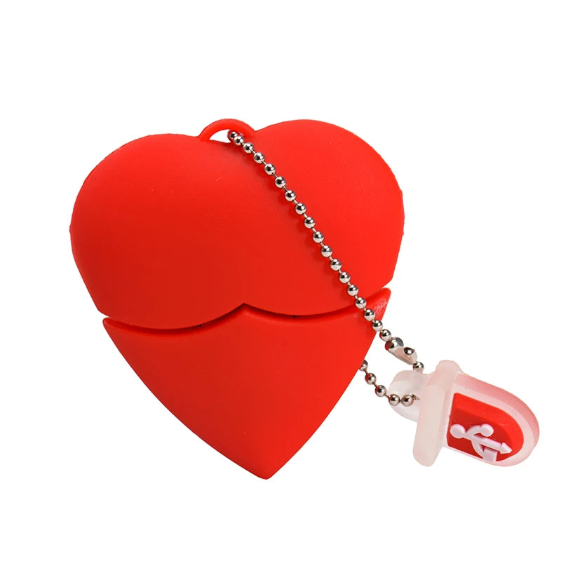 JASTER Red Heart Silicone USB Flash Drive 8GB–64GB Gift