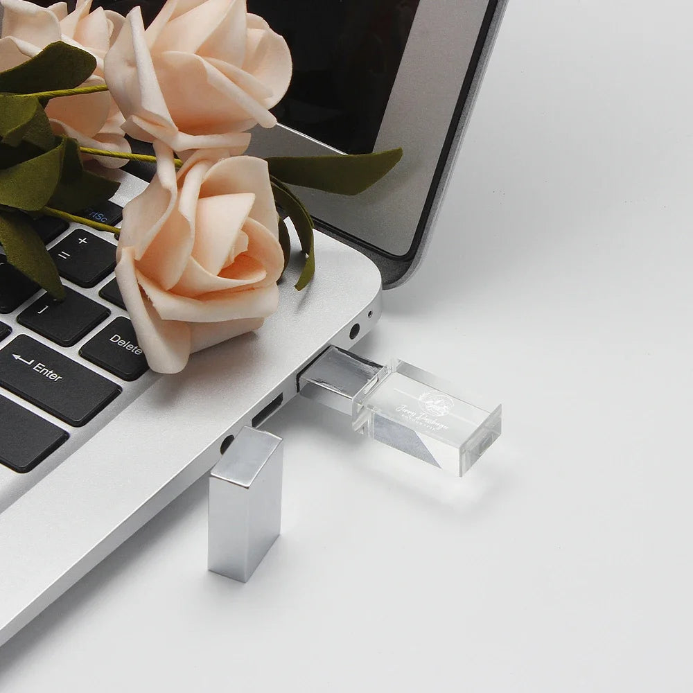 LED Crystal USB Flash Drive Custom Logo Gift 16–128GB | JASTER Crystal USB Flash Drive PRIMED