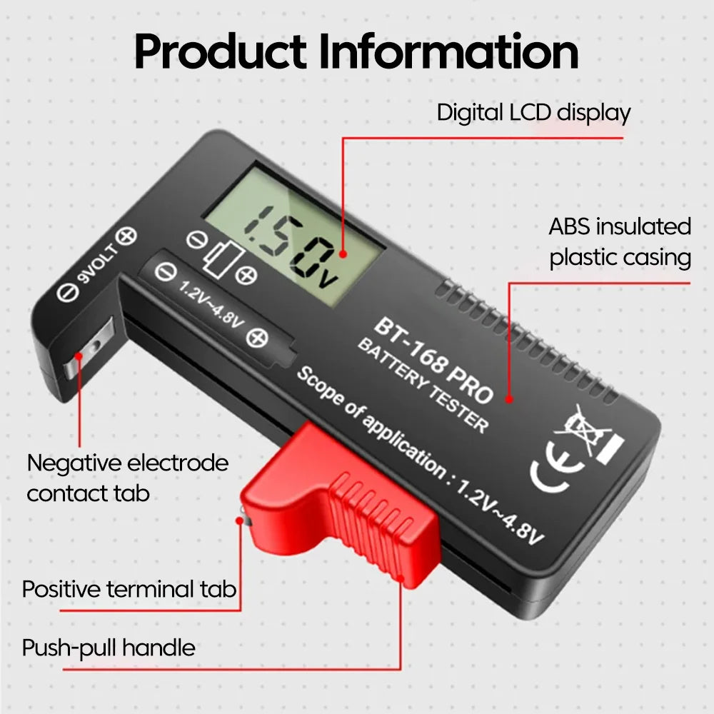 Universal Battery Level Tester 1.2V–9V | AA AAA 18650 Tester