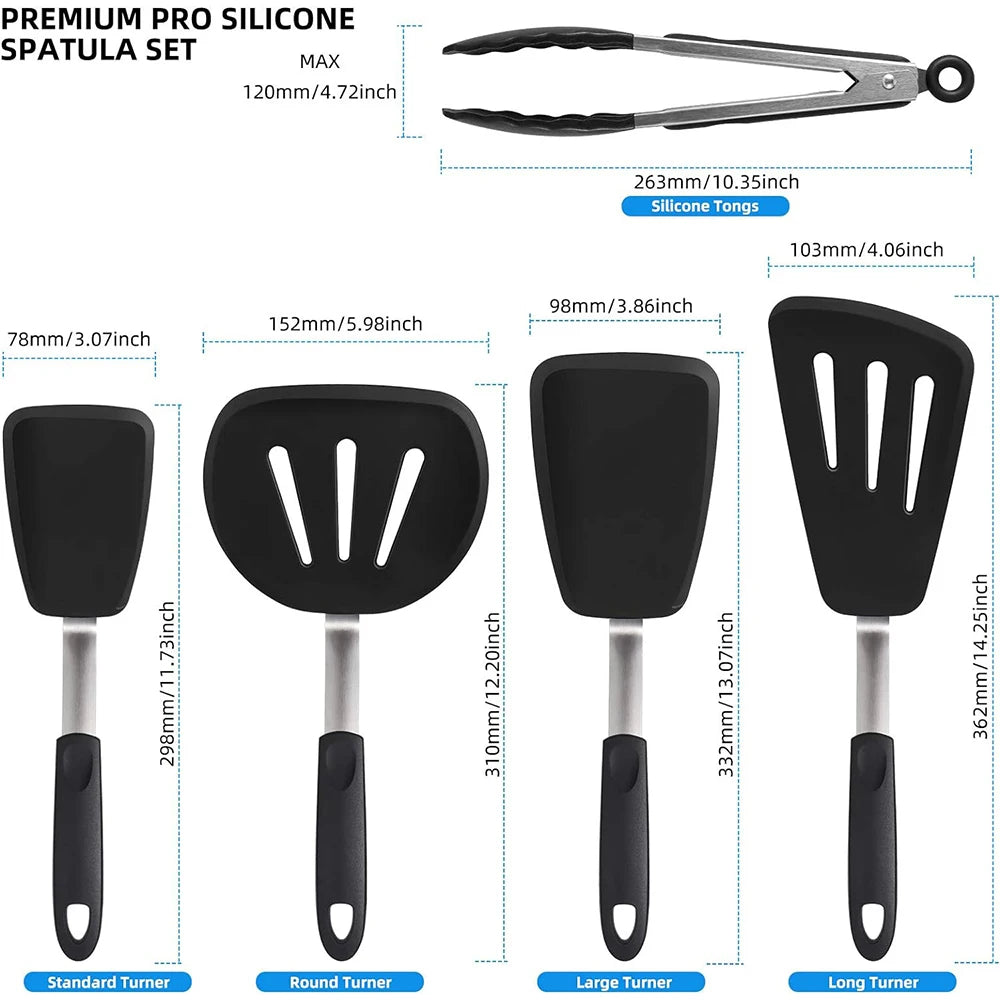 LMETJMA 5-Piece Silicone Spatula Set – Heat Resistant Turner Silicone Spatula Set PRIMED