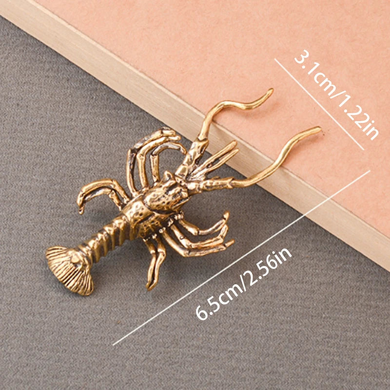 Solid Brass Crayfish Figurine | Vintage Lobster Desk Ornament