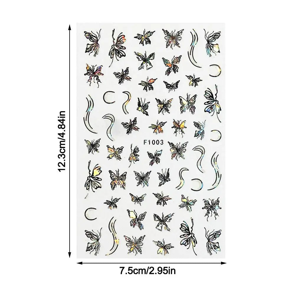 Y2K Laser Nail Stickers – Glitter Butterfly Nail Art Decals
