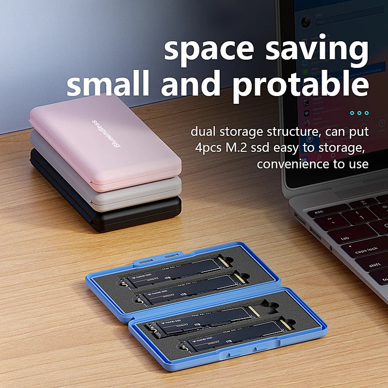 4-Slot M.2 SSD Case – Shockproof Portable Storage Box 2280 SSD Storage Case PRIMED