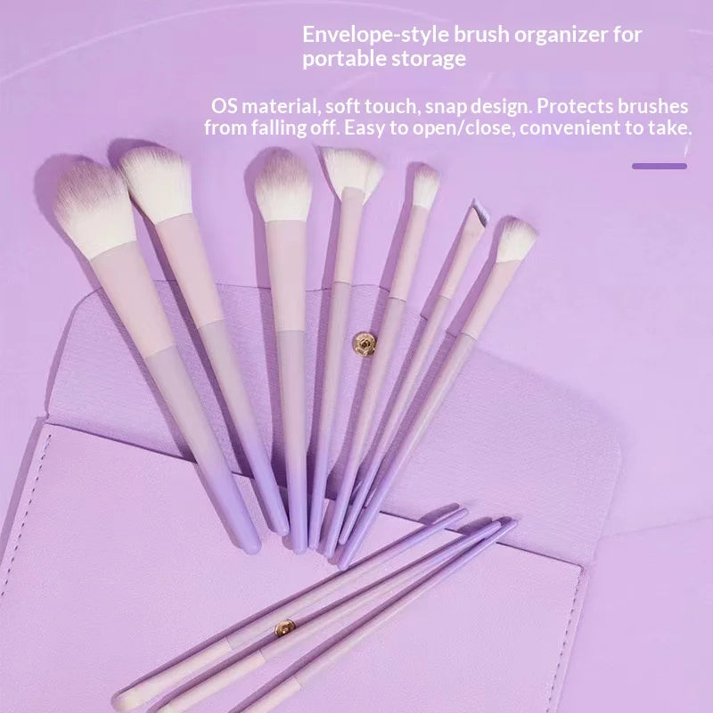 10-Piece Vegan Makeup Brush Set with Cylinder Bag