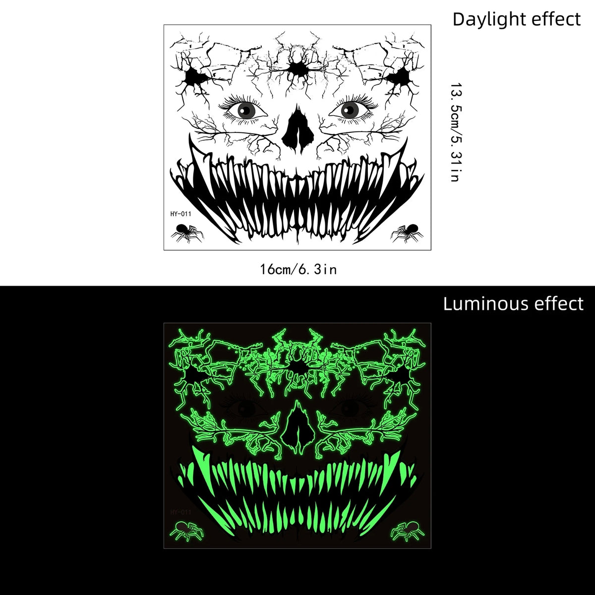 Halloween Glow in the Dark Mouth Temporary Tattoos | Eco-Friendly Temporary Face Tattoo PRIMED HY-011