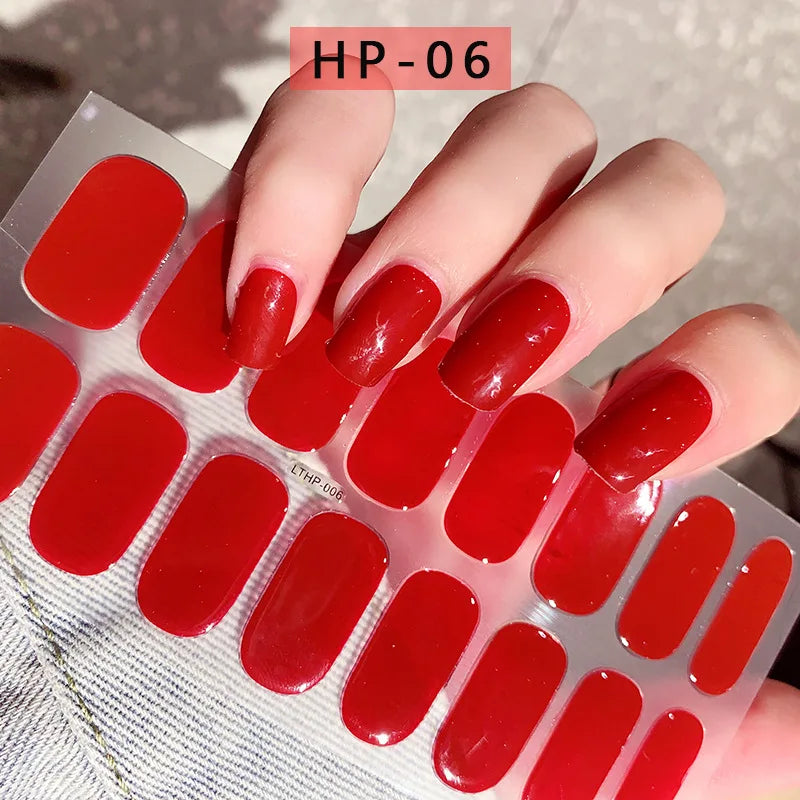 Semi-Cured Gel Nail Wraps Pink Tulip Floral | 16 Tips/Sheet