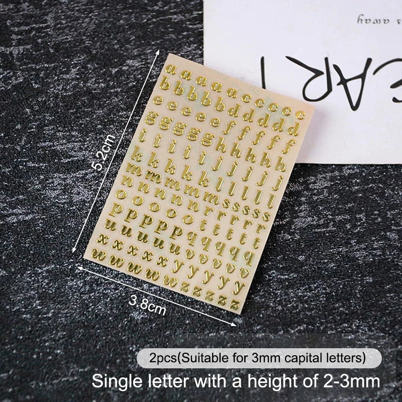 Mini Alphabet Stickers Gold Silver | DIY Resin Craft Fillings 2Pcs Craft Alphabet Stickers PRIMED B1