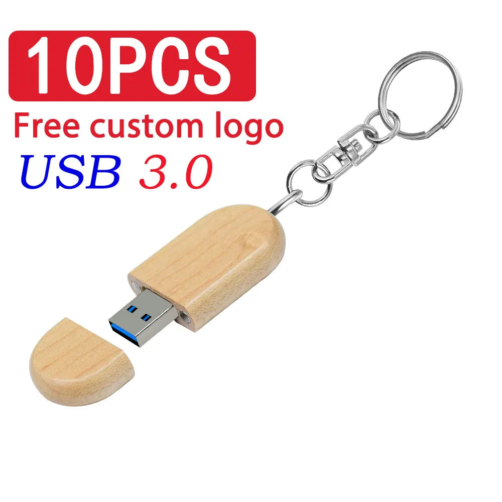 10-Pack Custom Logo Maple Wood USB 3.0 Flash Drives 8–128GB Wooden USB Flash Drive PRIMED 8 GB Maple