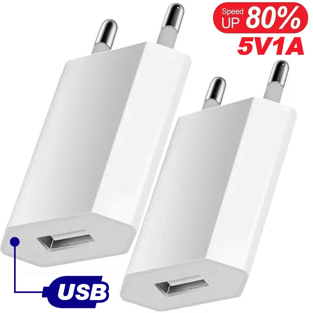 Universal 5V 1A EU USB Wall Charger – 1–5 Pack USB Wall Charger PRIMED