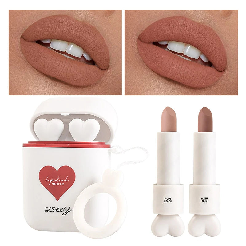 Velvet Matte Lip Gloss Set – Waterproof Long-Lasting | 2 Pcs