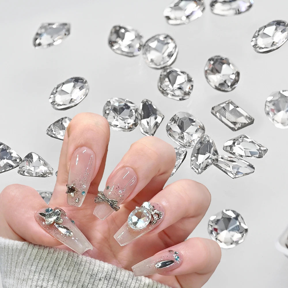 15-Grid Mixed Nail Rhinestones – 3D Glass Crystals Combo Box Nail Rhinestone Set PRIMED