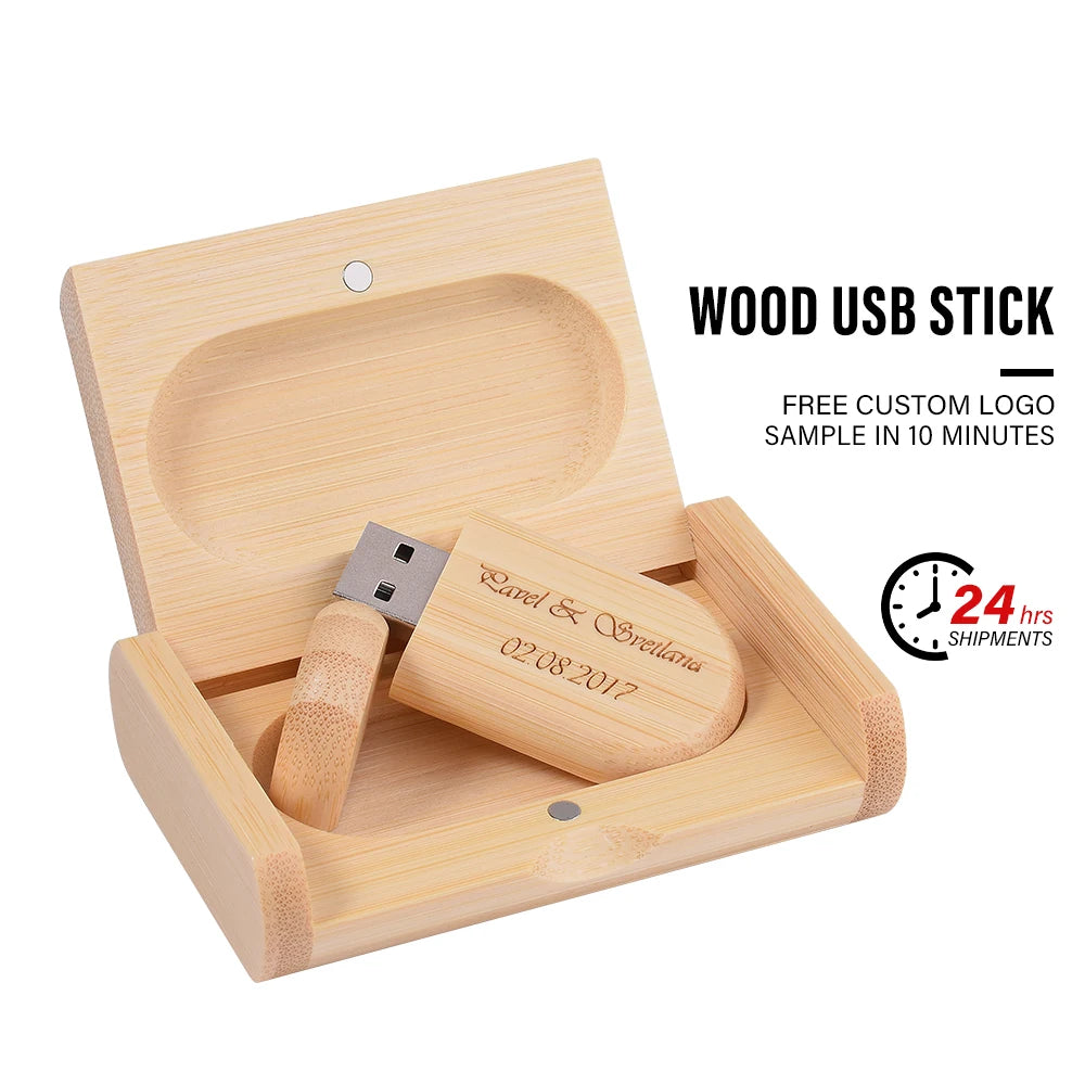 JASTER Bamboo Wooden USB Flash Drive 64GB – Custom Logo Gift Wooden USB Flash Drive PRIMED