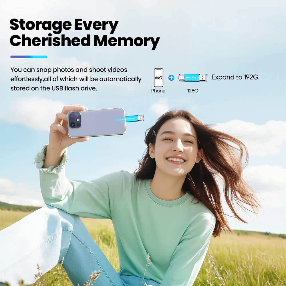 JASTER Type-C OTG USB 3.0 Flash Drive 4GB–128GB Metal USB Flash Drive PRIMED