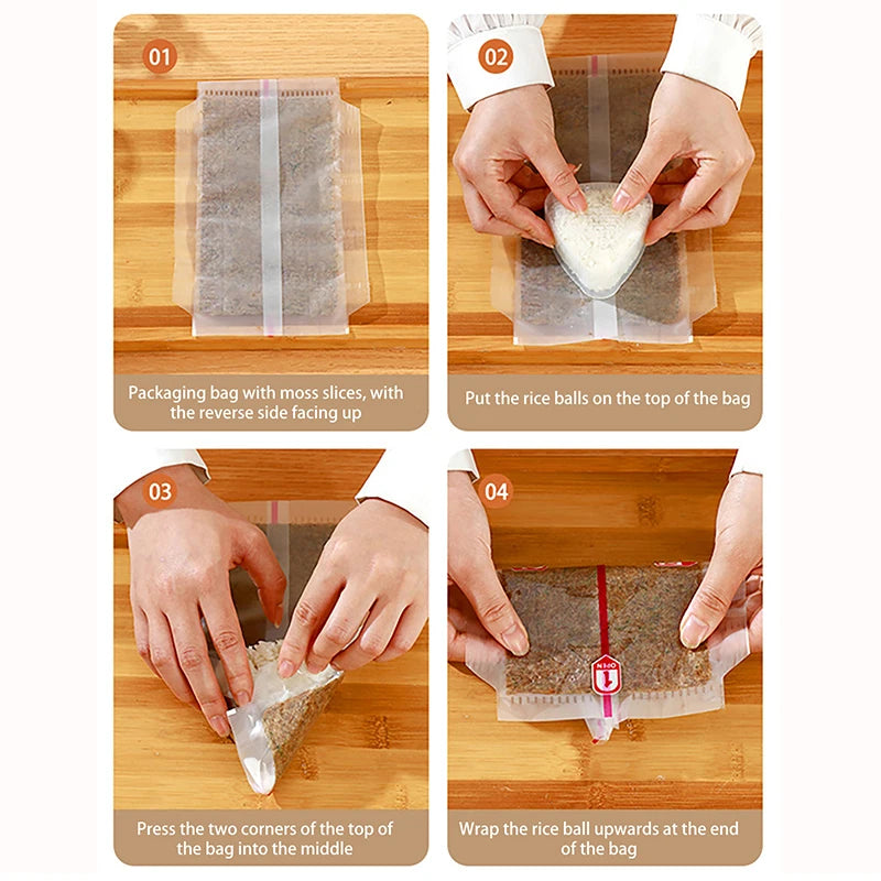 Disposable Onigiri Bags – Double Layer Triangle Rice Ball Wrap Food Packaging Bags PRIMED
