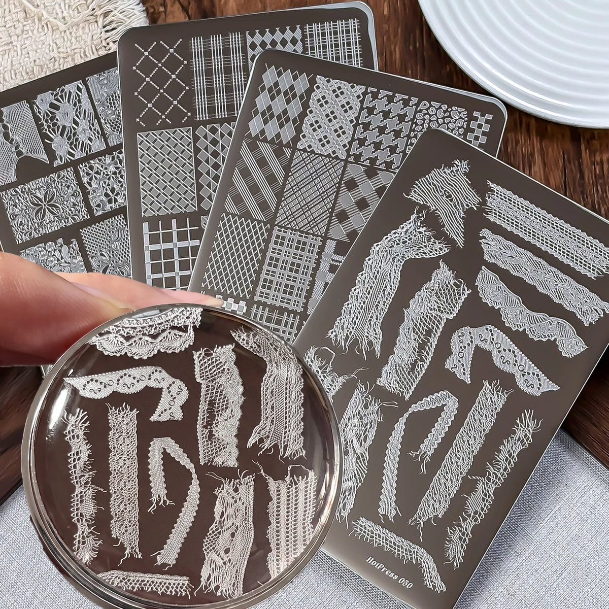 Vintage Lace Nail Stamping Plate – Flowers, Bow & Lace Art