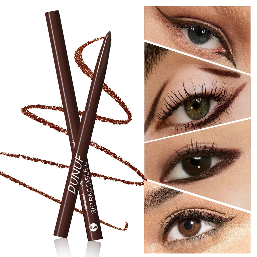 DUNUF Waterproof Matte Gel Eyeliner Pencil – Ultra-Fine Gel Eyeliner Pencil PRIMED 04 Brown 0.25g
