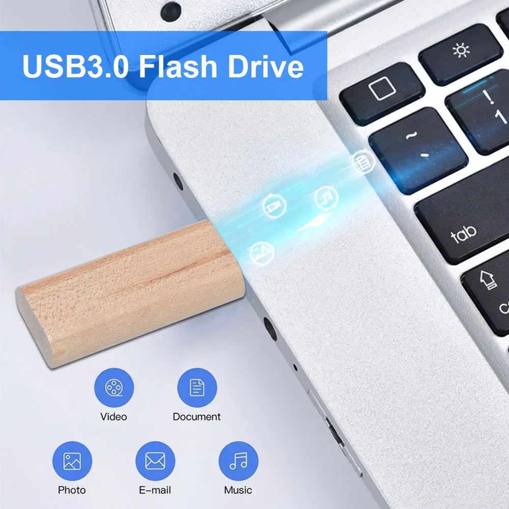 20-Pack Wooden USB 3.0 Flash Drives | Free Custom Logo 4–128GB USB Flash Drive PRIMED