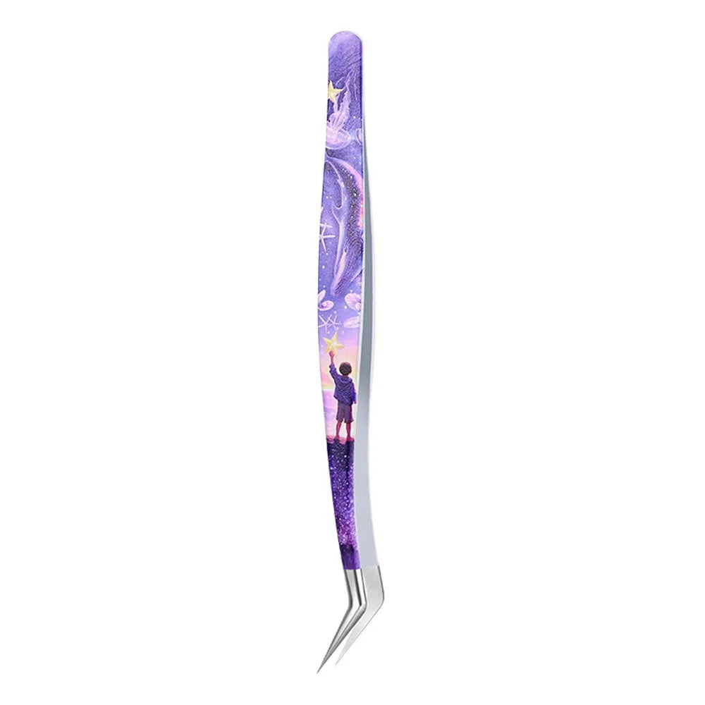 Curved Stainless Steel Eyelash Tweezers – Anti-Static Precision Eyelash Tweezers PRIMED 3