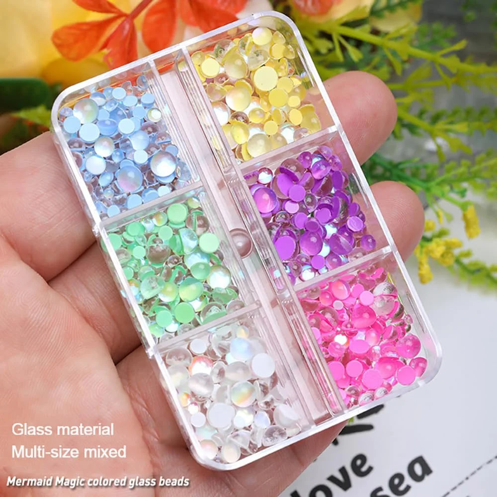 Aurora Mermaid Flatback Nail Rhinestones & Bead Charms – 1 Box