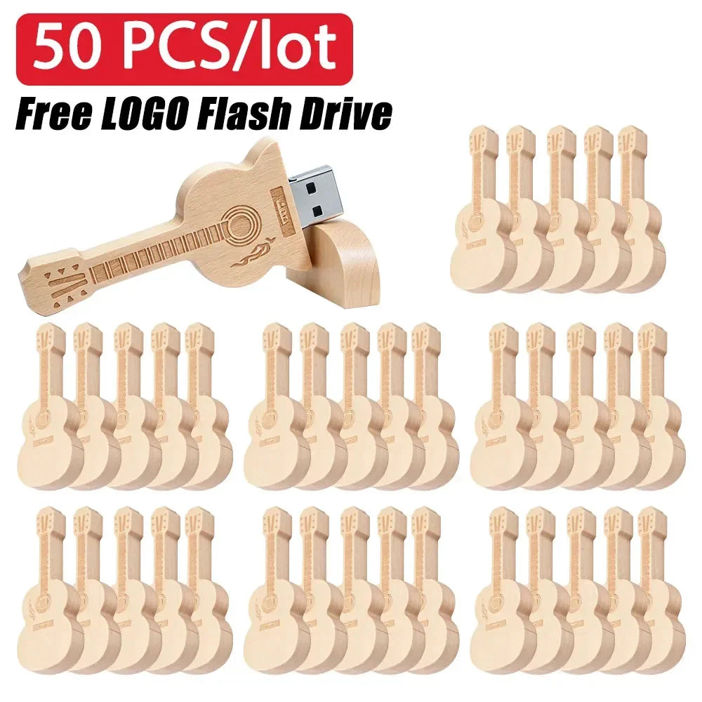 Wooden Guitar USB Flash Drive 16–128GB | Bulk Custom Logo USB Flash Drive PRIMED 128 GB maple-50 China Mainland