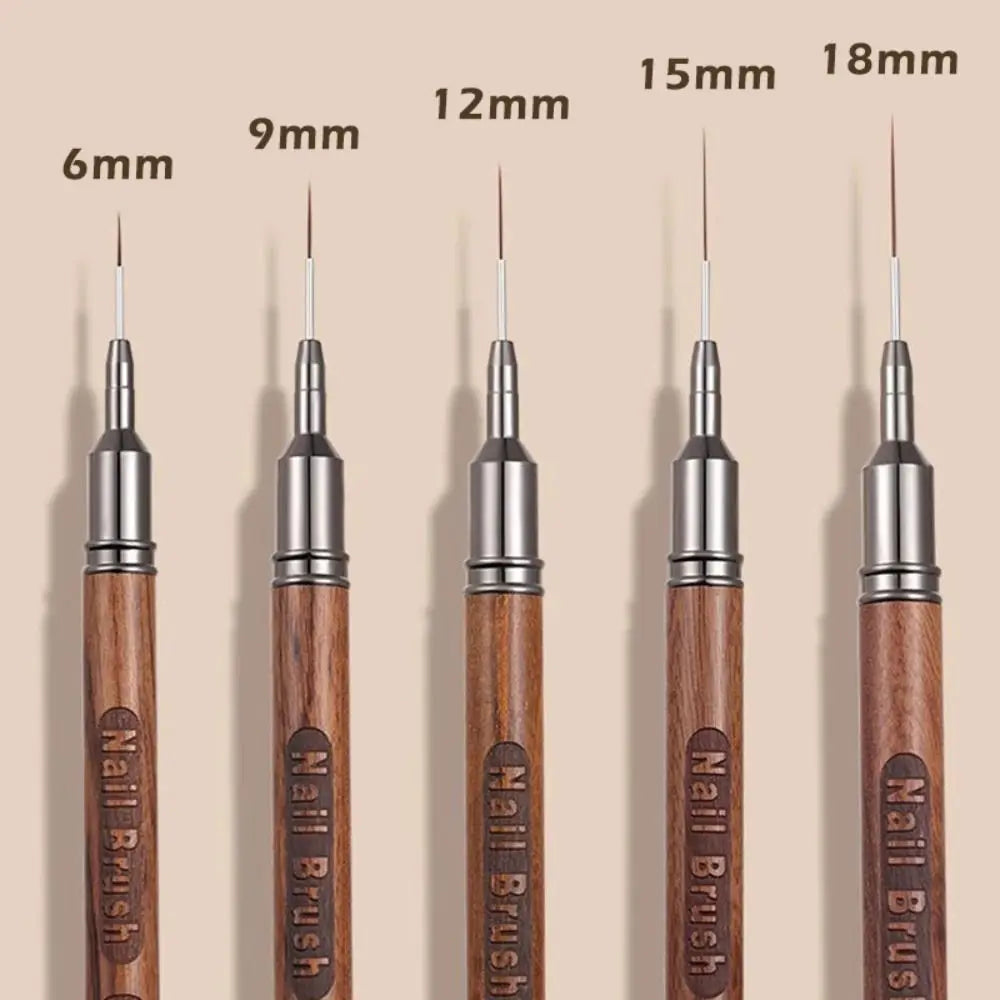 Sandalwood Nail Liner Brush | Fine Detail Nail Art Tool 6–18mm