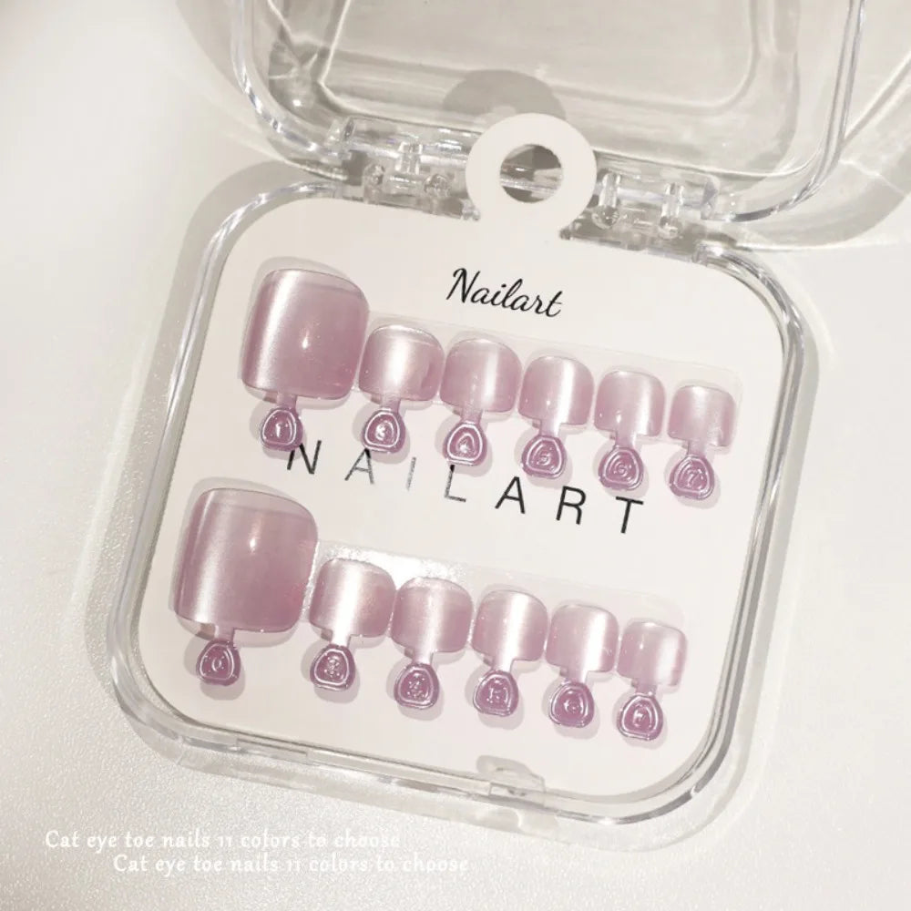 Cat Eye Press-On Toe Nails | Shiny Y2K Full Cover Tips