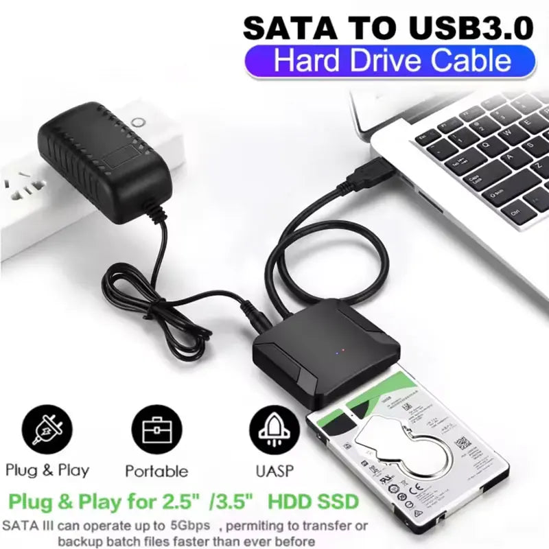 USB 3.0 to SATA Adapter Cable for 2.5 & 3.5" SSD HDD UASP SATA USB Adapter PRIMED