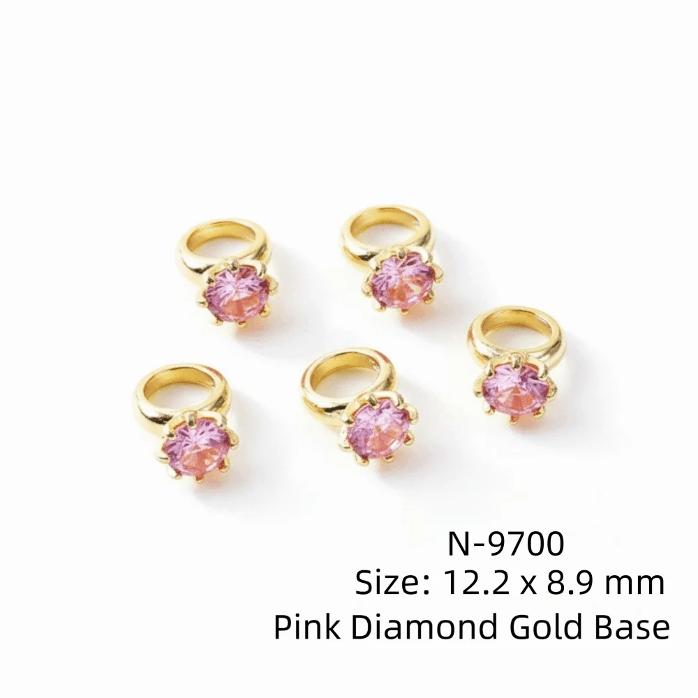 3D Zircon Nail Art Rhinestones – Diamond Manicure Charms 5pc Nail Art Rhinestones PRIMED Gold 2