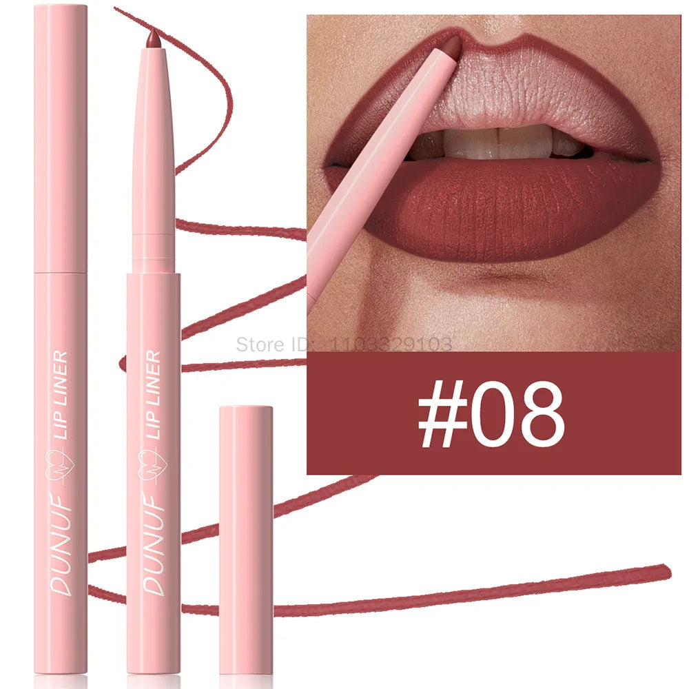 Waterproof Matte Lip Liner Pencil – 12 Colors Long-Lasting