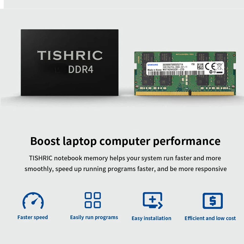 TISHRIC DDR4 3200MHz 16GB Laptop RAM Stick with Heat Sink Laptop RAM Stick PRIMED