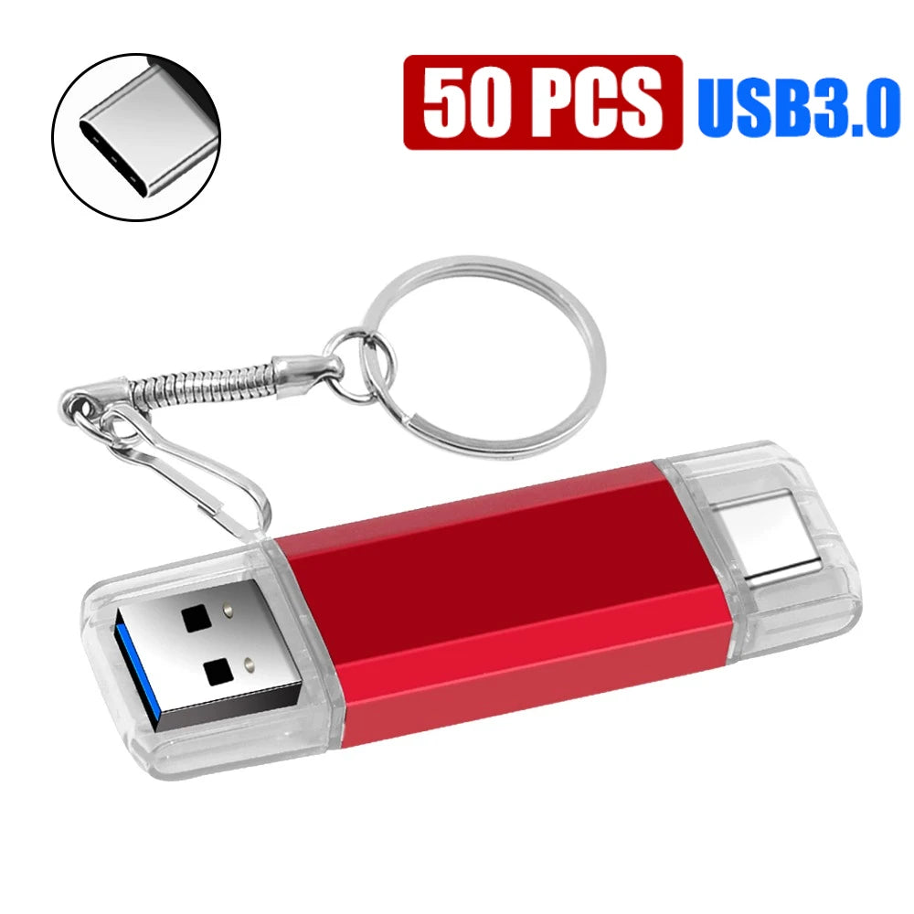 USB 3.0 Type-C 2-in-1 Flash Drive 8GB–128GB | Bulk 10/50 Pack USB Flash Drive PRIMED 4GB Red 50PCS China Mainland