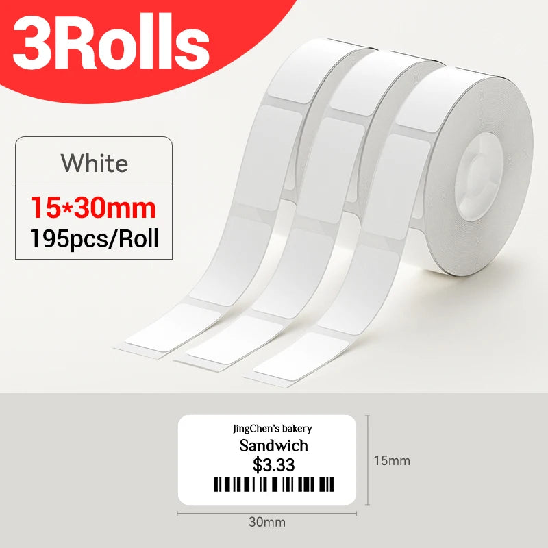 Niimbot Waterproof Label Rolls for D11 D110 D101 H1S Printer Thermal Label Rolls PRIMED 3Rolls 15x30mm