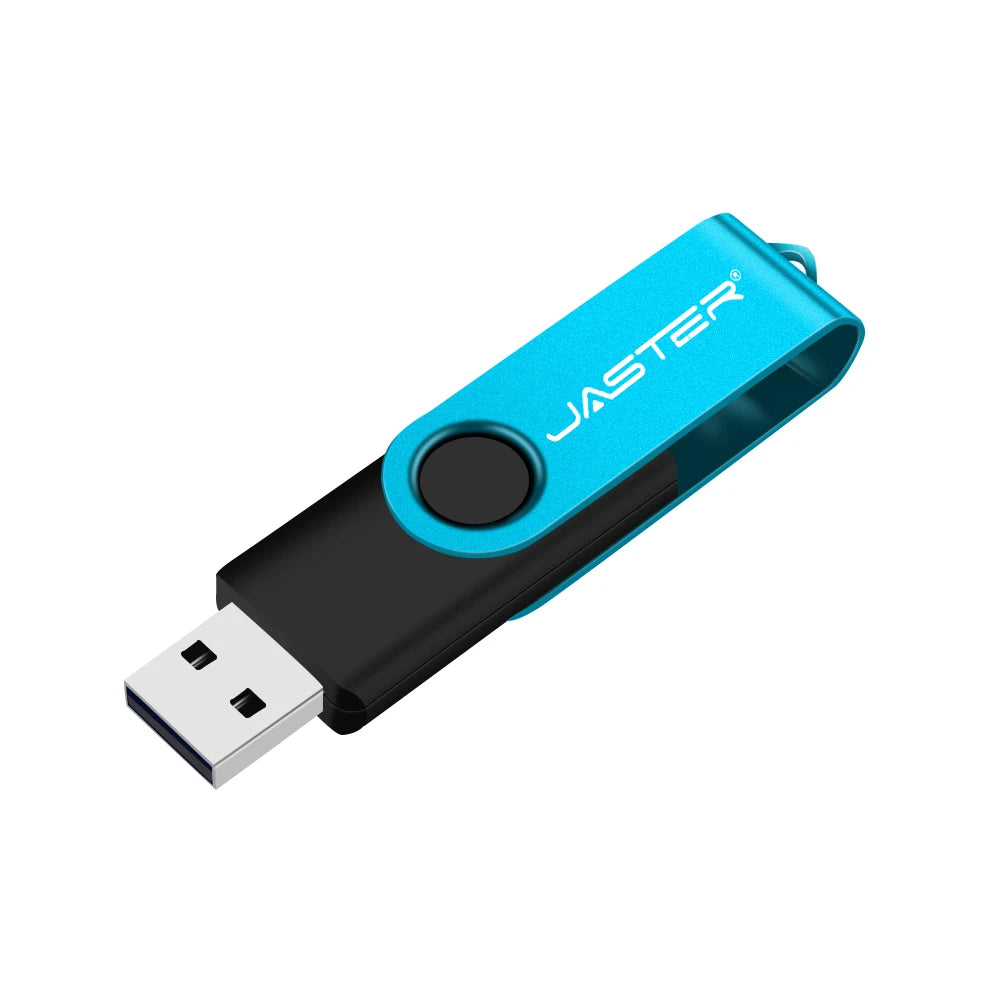 JASTER Metal USB Flash Drive 8GB–128GB Rotatable Pen Drive USB Flash Drive PRIMED 128 GB SKY BLUE