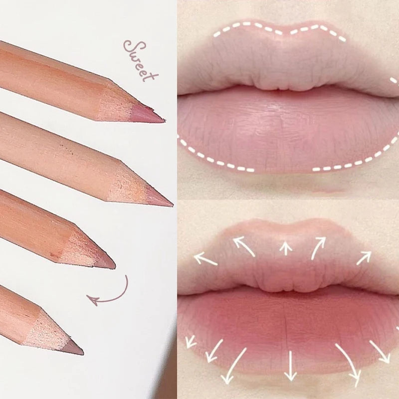 Wooden Matte Lip Liner Pencil – Waterproof Nude Contour