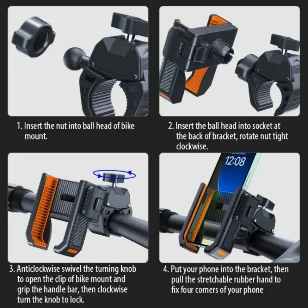 Universal Bike & Motorcycle Phone Mount | Quick Lock 4.7–7" Bike Phone Mount PRIMED