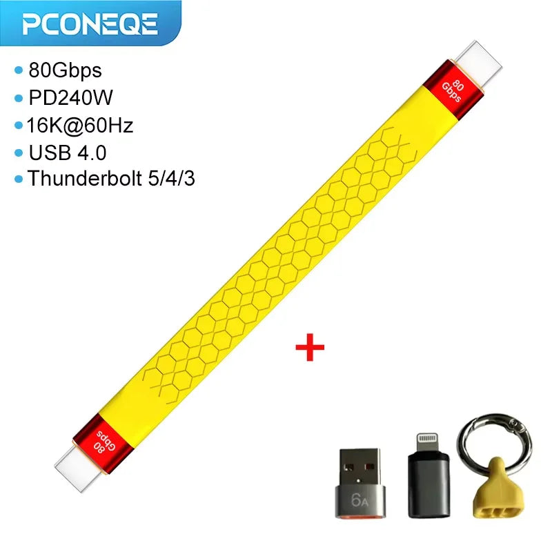 USB4 80Gbps USB-C Cable 240W Fast Charging 16K Thunderbolt 5/4/3 USB-C Cable PRIMED USB4 80gbps 1