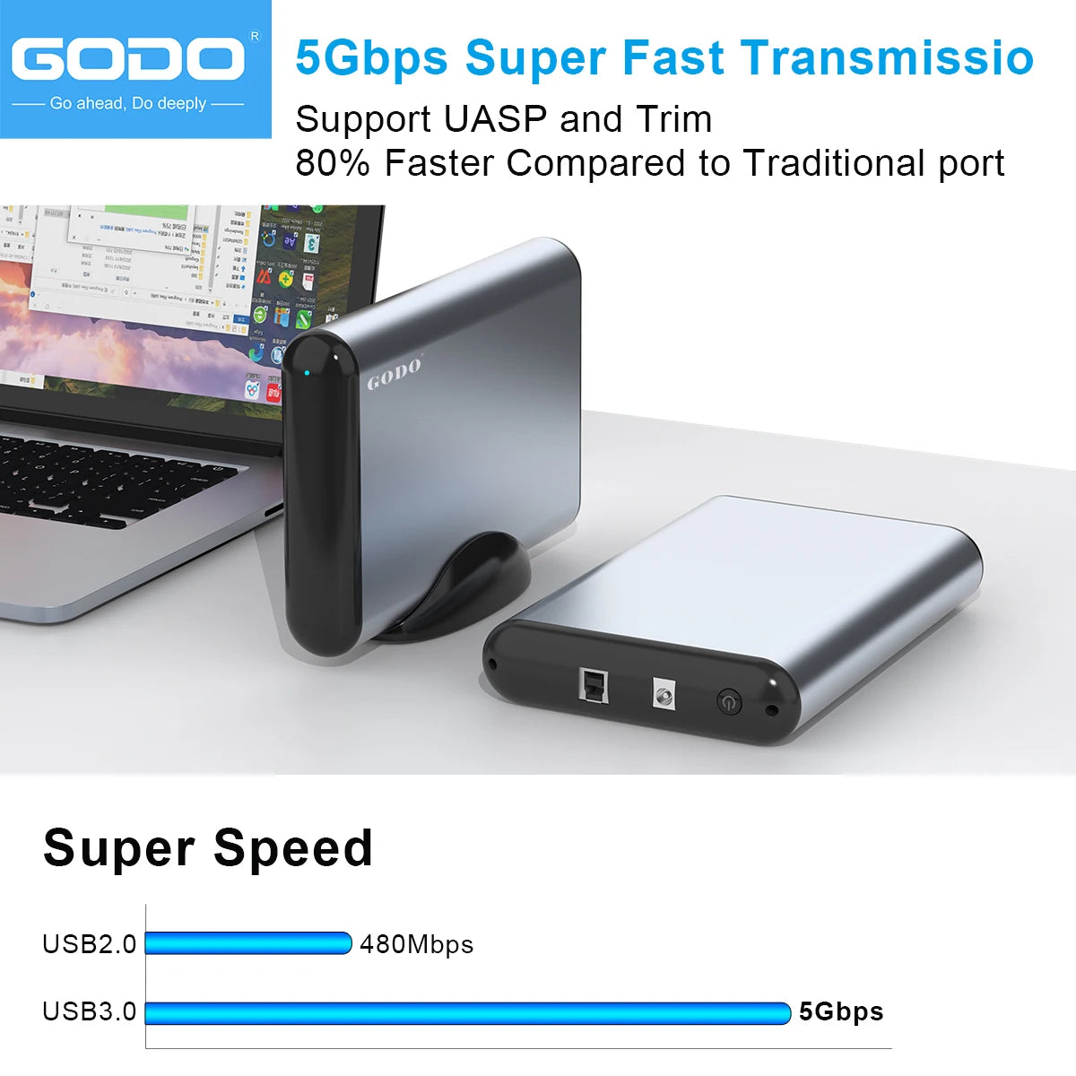 GODO USB 3.0 Aluminum HDD Docking Station 3.5" SATA SSD HDD Docking Station PRIMED