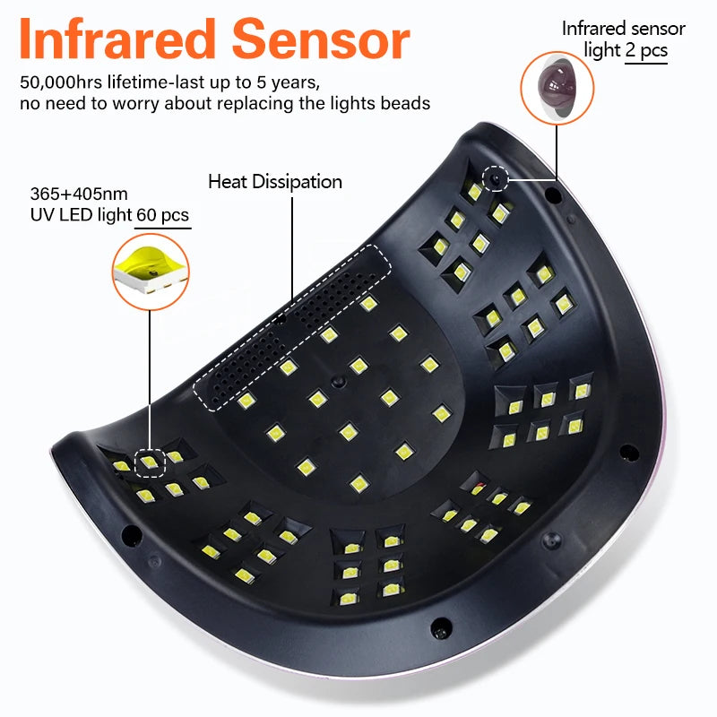 57 LED UV Nail Lamp – Fast Gel Polish Curing Dryer Auto Sensor UV Nail Lamp PRIMED